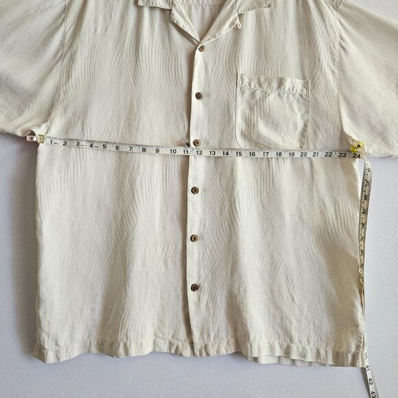 Tommy Bahama Silk Button Down Cream Short Sleeved Shirt Mens XL Relax Fit - Picture 4 of 15